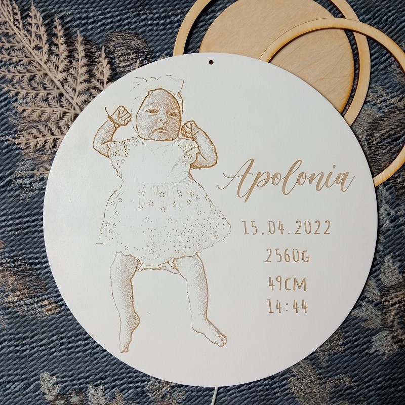 Personalizowana metryczka z grawerem zdjęcia dziecka
