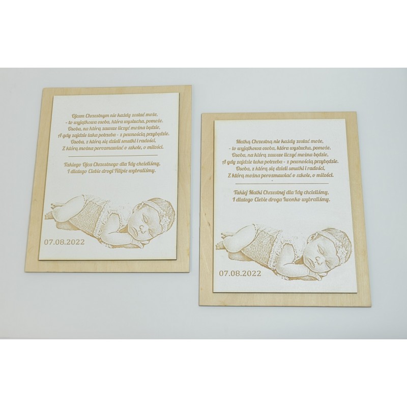 Podziękowanie dla chrzestnych - tabliczka z grawerowanym zdjęciem