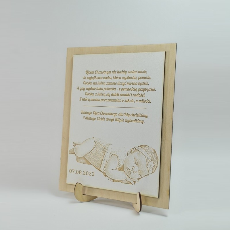 Podziękowanie dla chrzestnych - tabliczka z grawerowanym zdjęciem